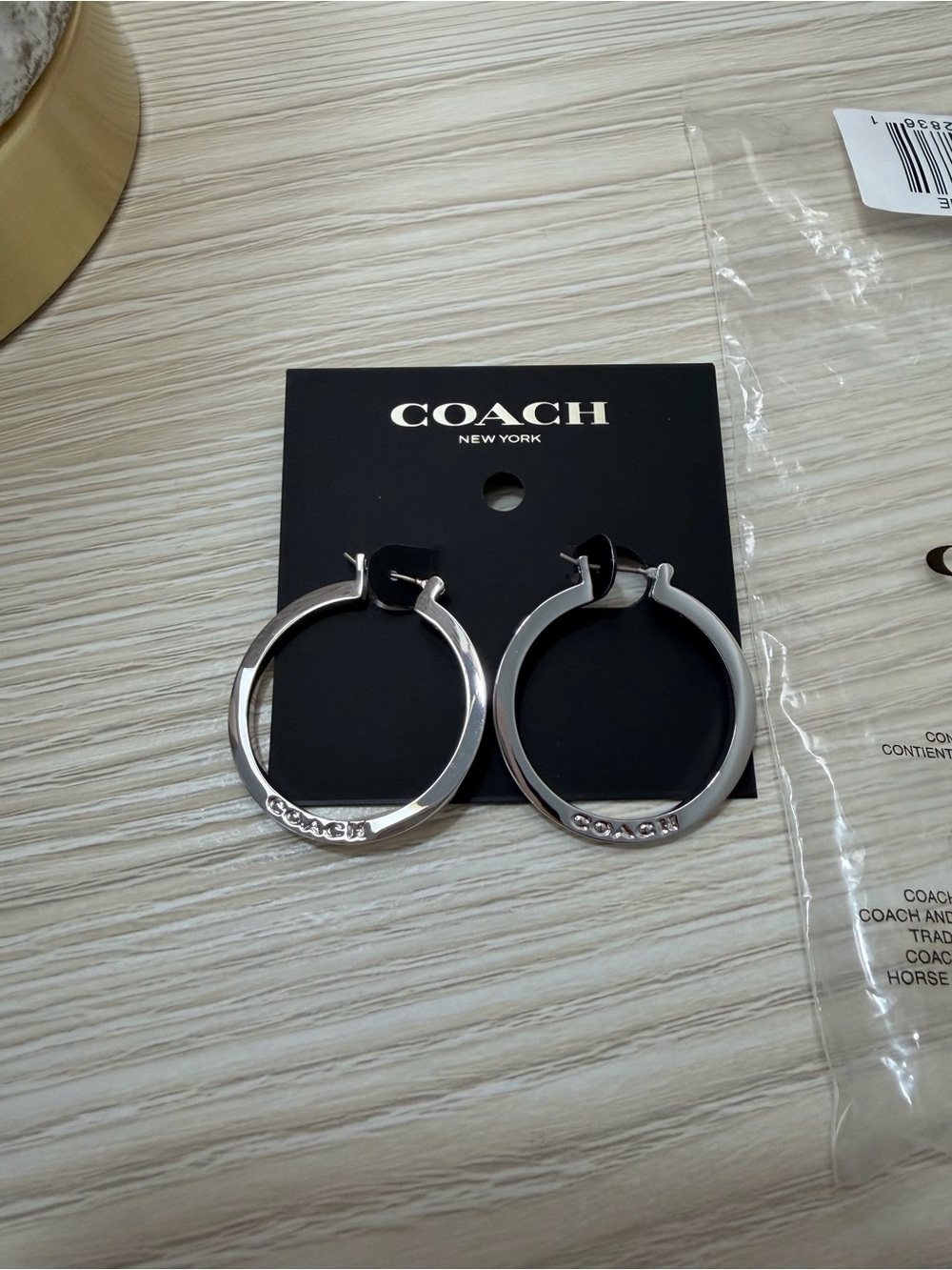 COACH silver hoop earrings - Picture 2 of 3